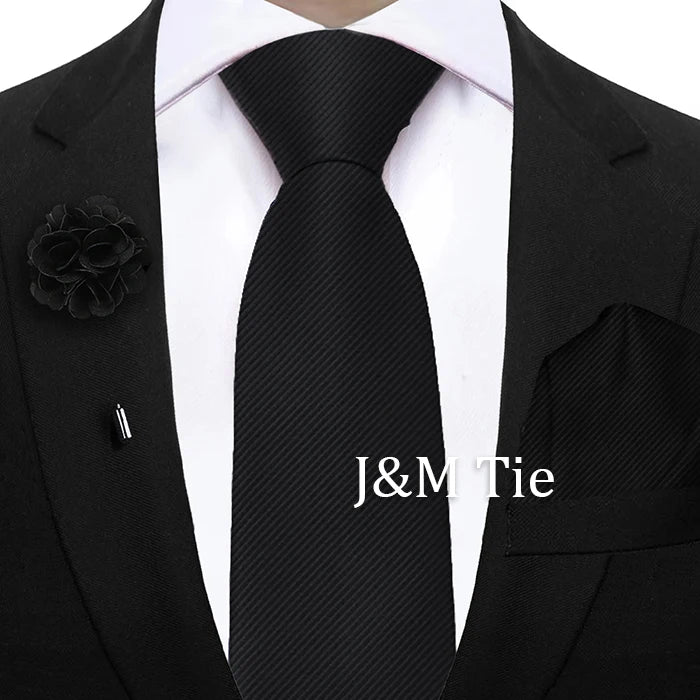 Simplicity Mens Ties Solid NeckTie Pocket Square Floral Brooch Set Men's Wedding Tie Suit Accessories Fit Group Holiday Party