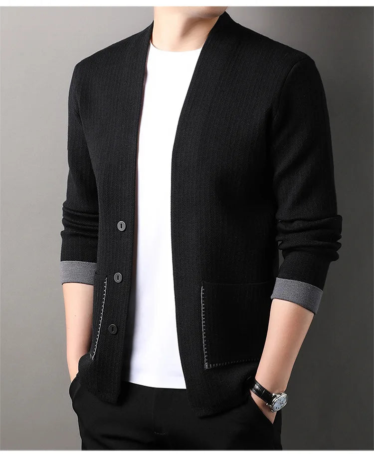 CN Cardigan Einfarbig - V-Ausschnitt, Polyester, Einreihiger Verschluss