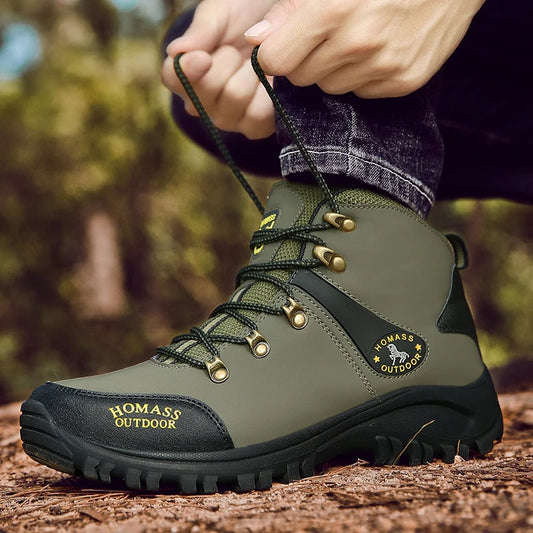 Shoes for Men 2024 New Men Sneakers Leather Waterproof Mountaineering Camping Hiking Shoes Thick Sole Comfortable Running Shoes
