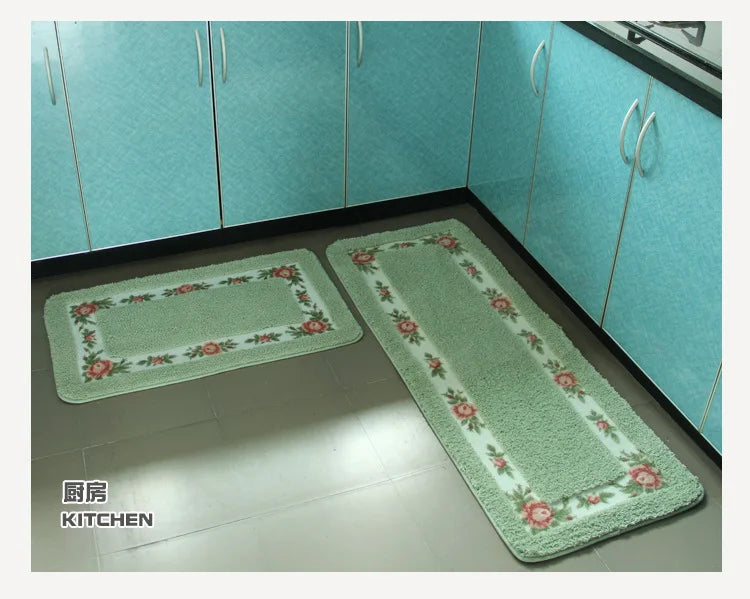 Pastoral Style Bedroom Carpet Bedside Mat Rectangle Floor Mat Water Absorbent Bathroom Mat Non Slip Doormat Kitchen Rug