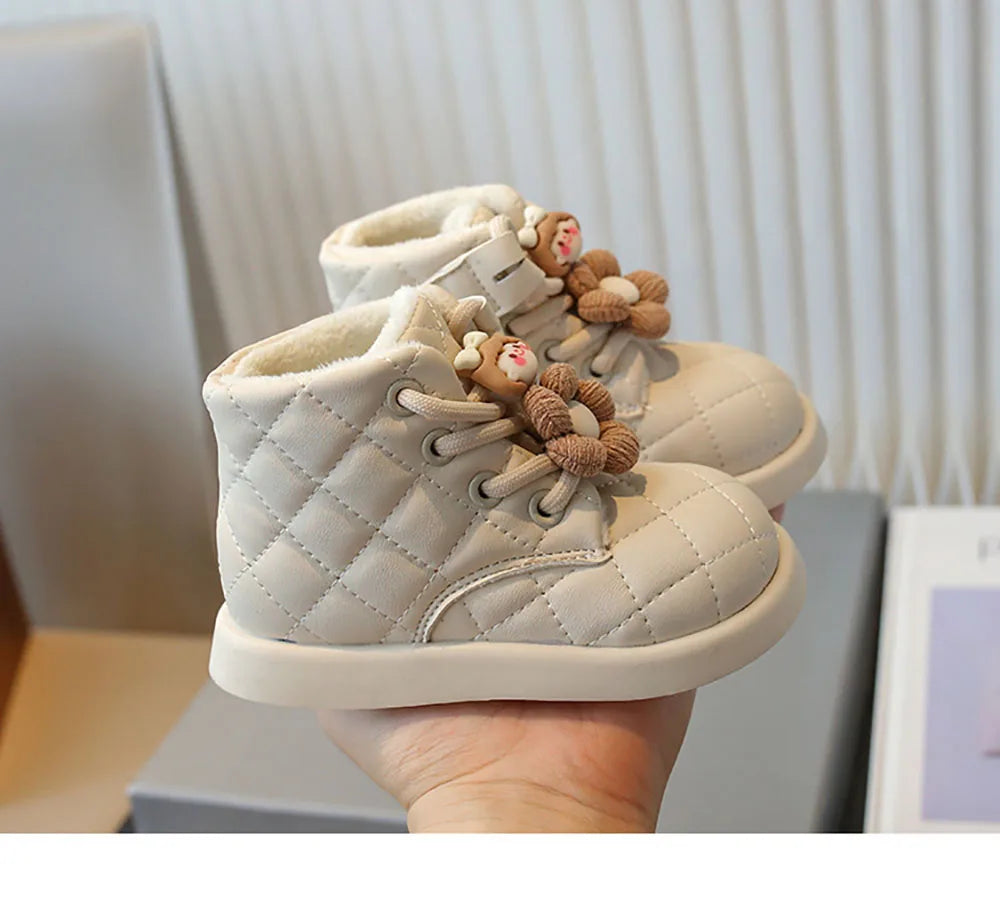 Winter Schneeschuhe für kleine Mädchen Trend Mode niedlichen karierten Mädchen Schneeschuhe Kunst pelz Baumwolle Schuhe Plüsch Mode Stiefel