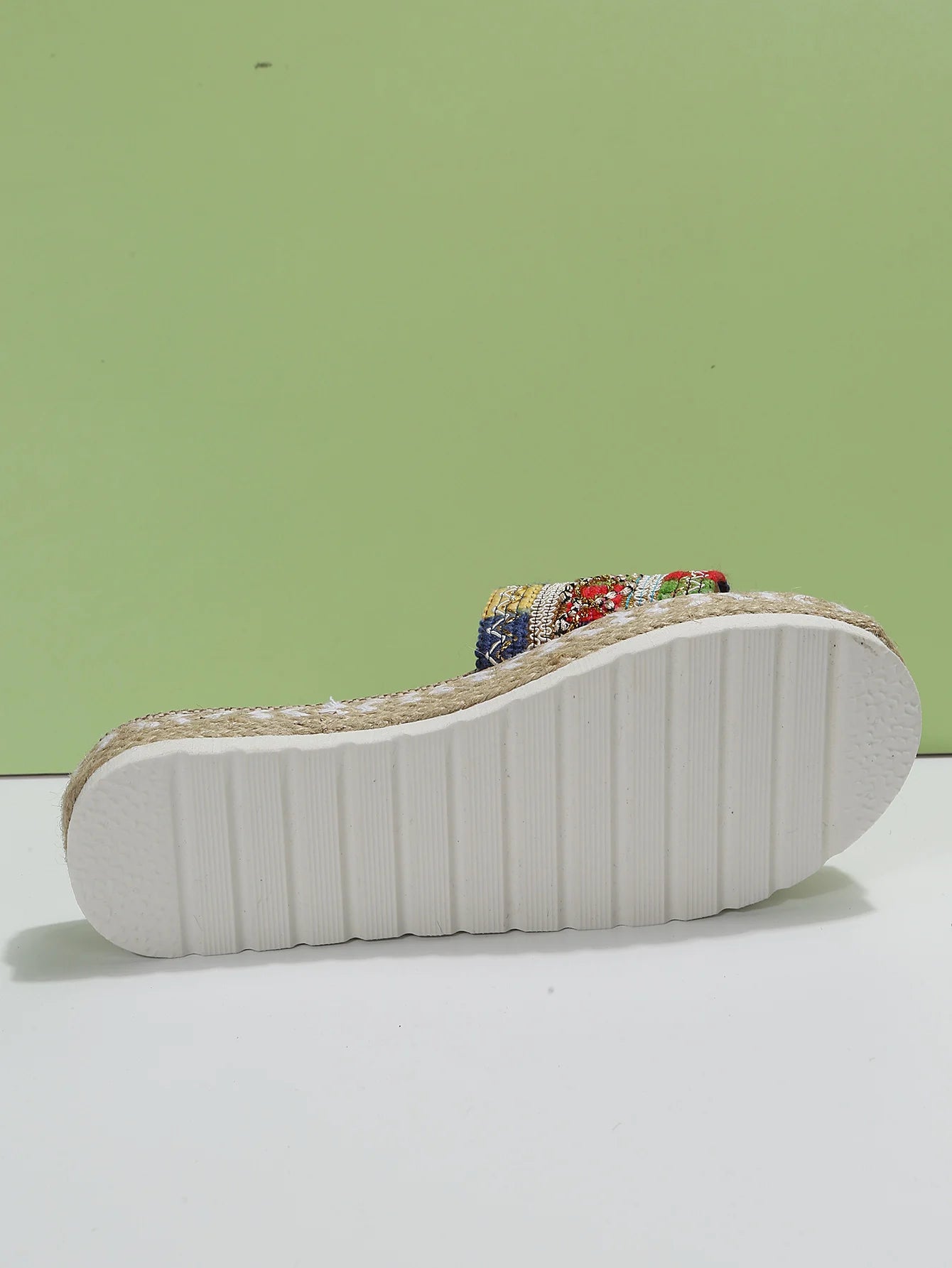 Gewebte Damen Pantoletten Platform - Sommer Schuhe für Damen 2025 Neu - Strand Casual Absatz Sandalen Bohemian Handgemacht Espadrilles