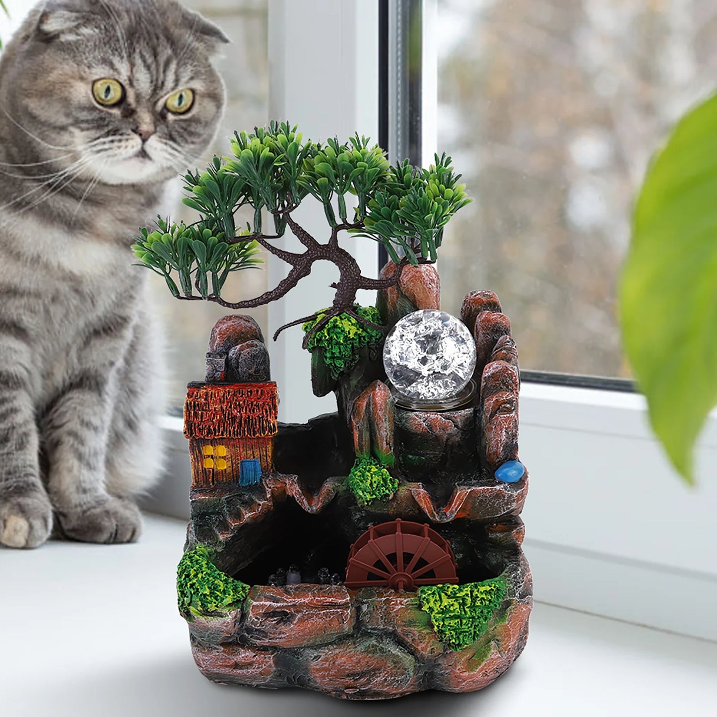 Desktop Fountain Simulation Resin Desktop Fountain Rockery Decor Atomizing Home Ornament Decoration Home Ornament Table Ornament