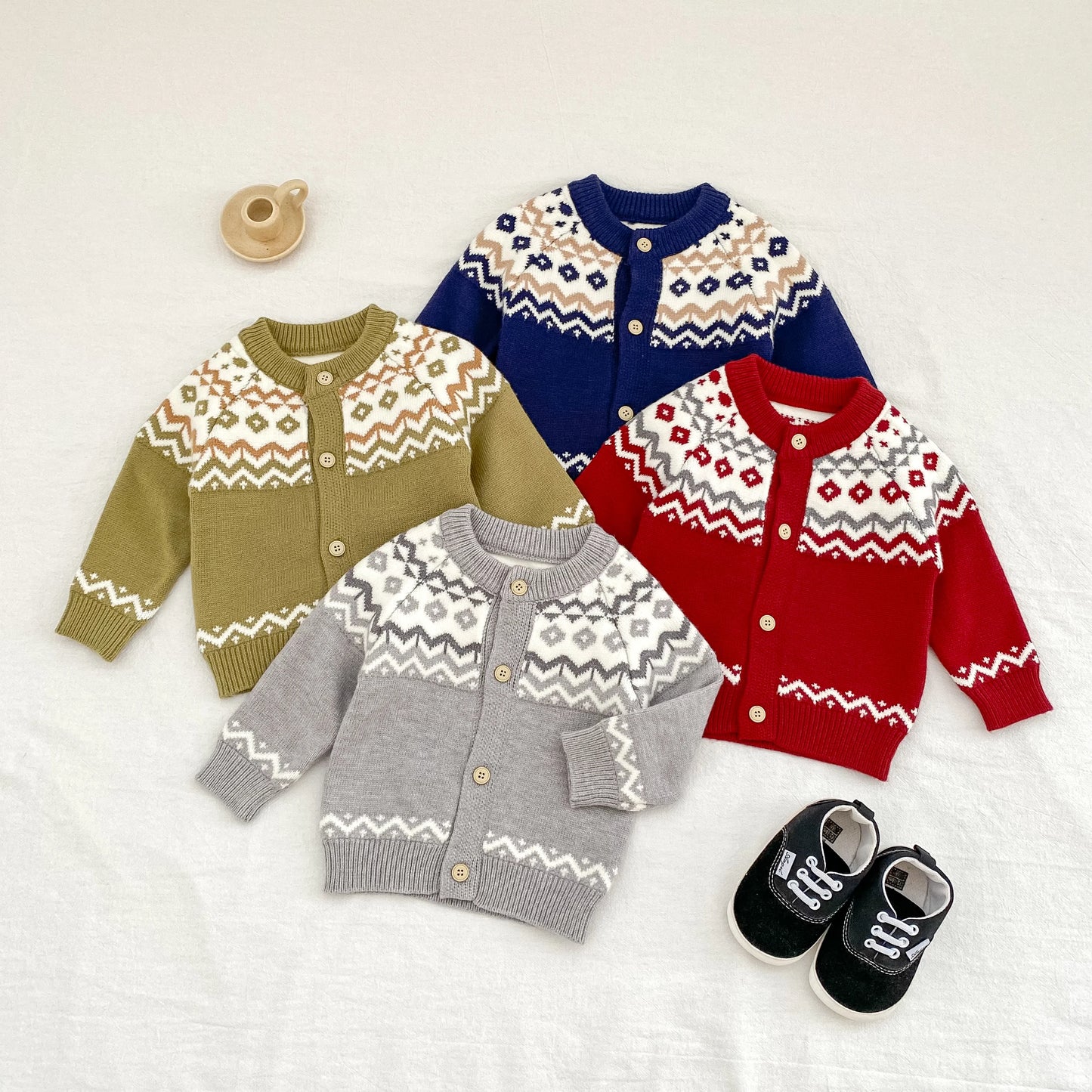 YSUBESTCN Kinder Strickjacke - Warmes Strickoberteil Für Kleinkinder, Größe 0-2 Jahre, Material Wolle, Verschluss Knopf