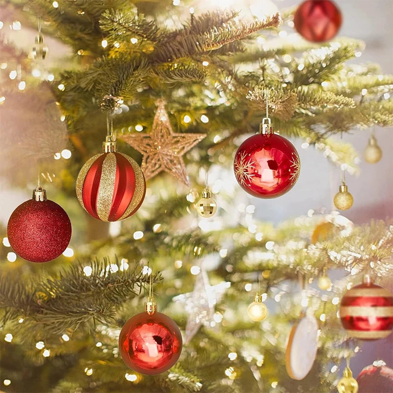 Choice Bruchsichere Weihnachtskugeln - 44 Stück, Größe 3–6 cm, Kunststoff