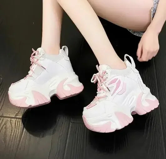 Fashion Sneakers For Women 11CM Platform Chunky Casual Shoes High Quality Autumn Woman Tenis Female Walking Trainers Thick Sole