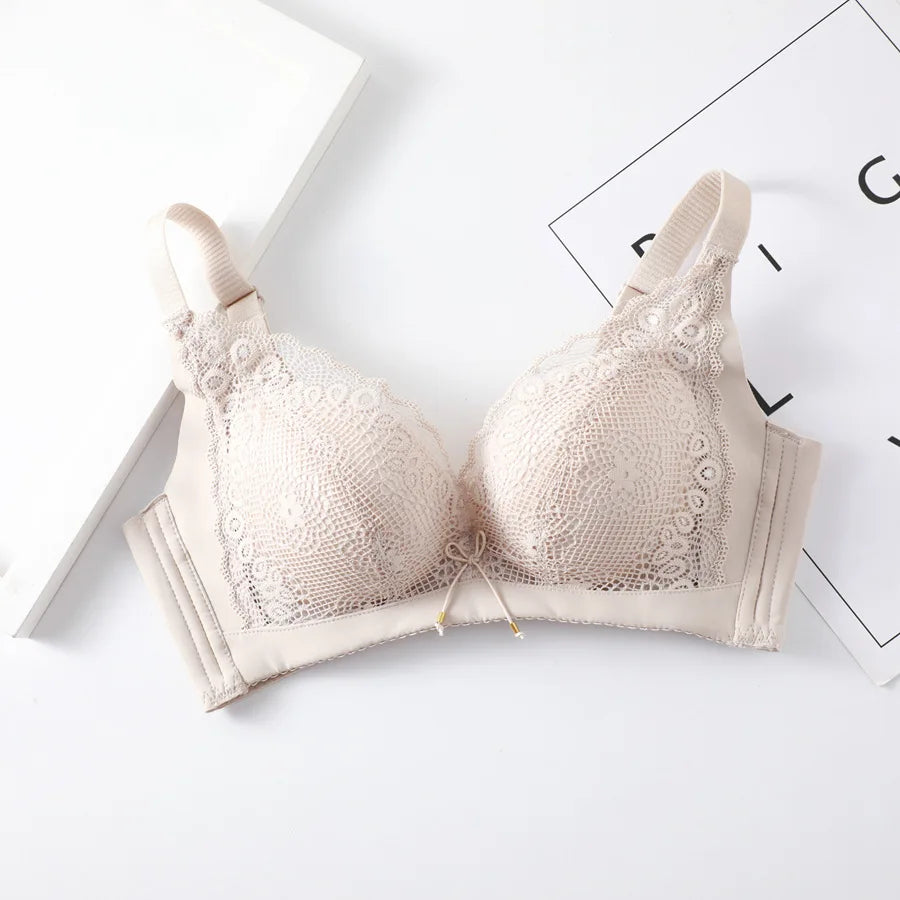 Women's Push-up bra, elegant little lace bra, soft seamless cotton, comfortable gathering Lingerie