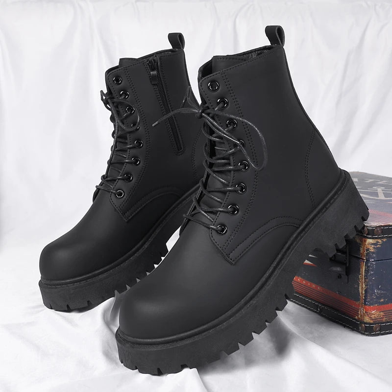 Cizme de lucru FujianChoice de toamnă, stil britanic - mărimea 42, cu talpă de cauciuc și șireturi, pentru orice vreme