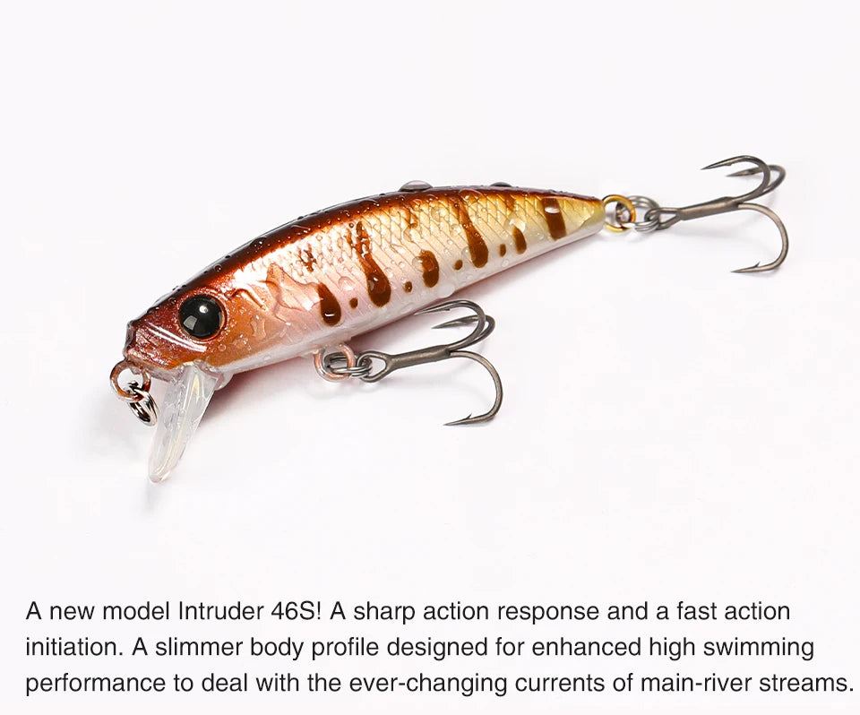 TSURINOYA 46S Sinking Minnow Fishing Lure Intruder 46mm 5g Artificial Trout Ajing Stream Lake Jerkbait Rockfishing Hard Baits