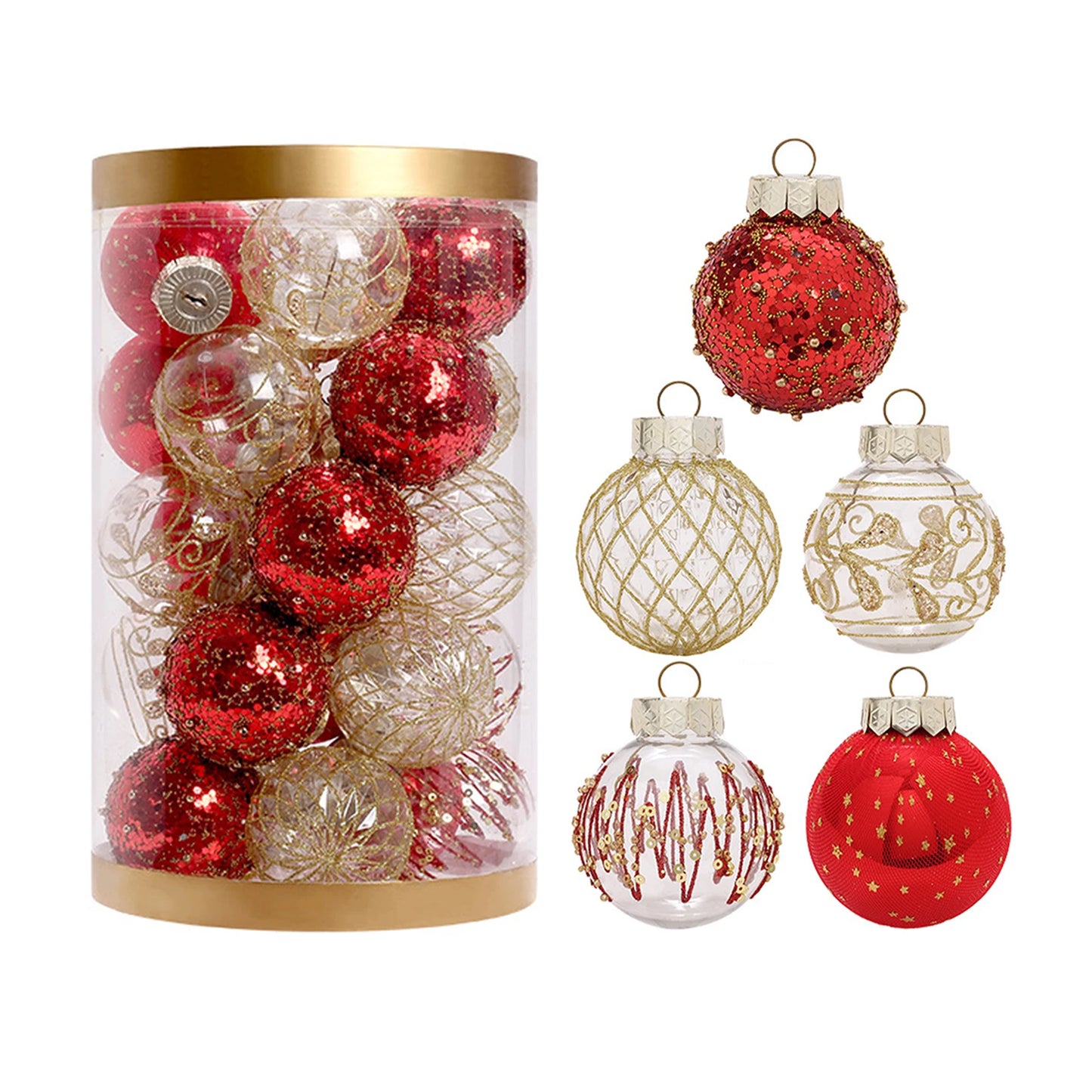 LichtKugel 220902LW01 Transparent - Christbaumkugeln 25 Stück, Ø4 cm