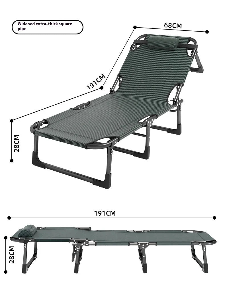 GIANXI Summer Rollaway Bed Outdoor Recliner Cool Pad Adjustable Bed Adult Lightweight Portable Camping Bed Easy Storage Crib