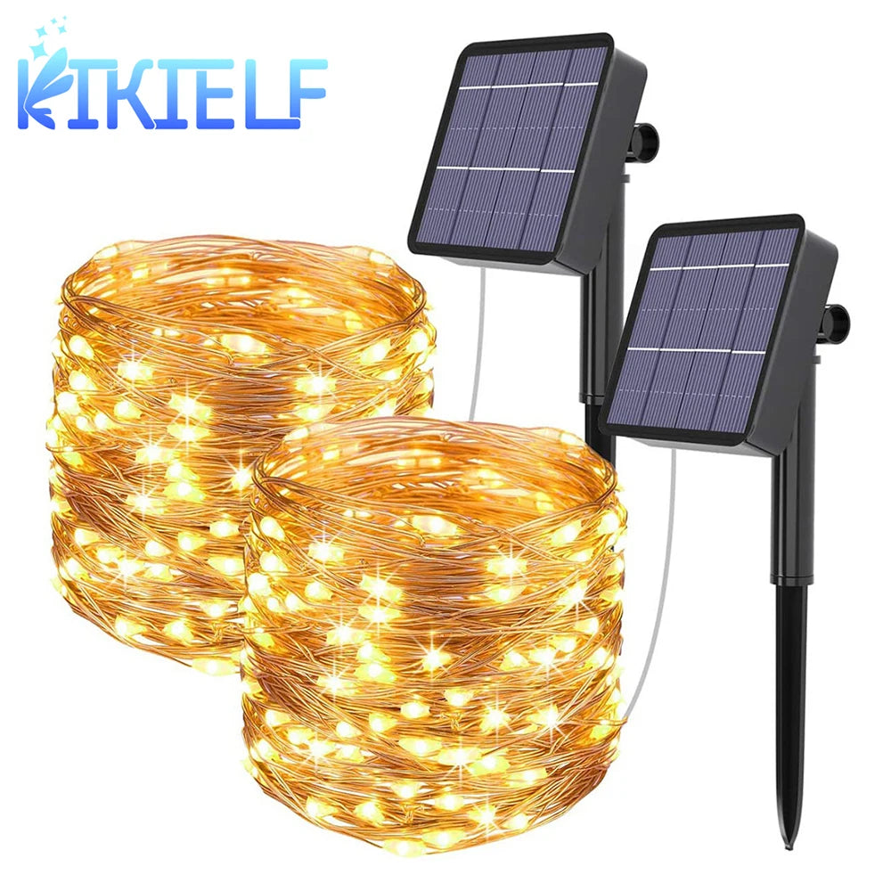 KIKIEL Lichterkette Solarbetrieben - Länge 20 m, 50 LEDs, IP44
