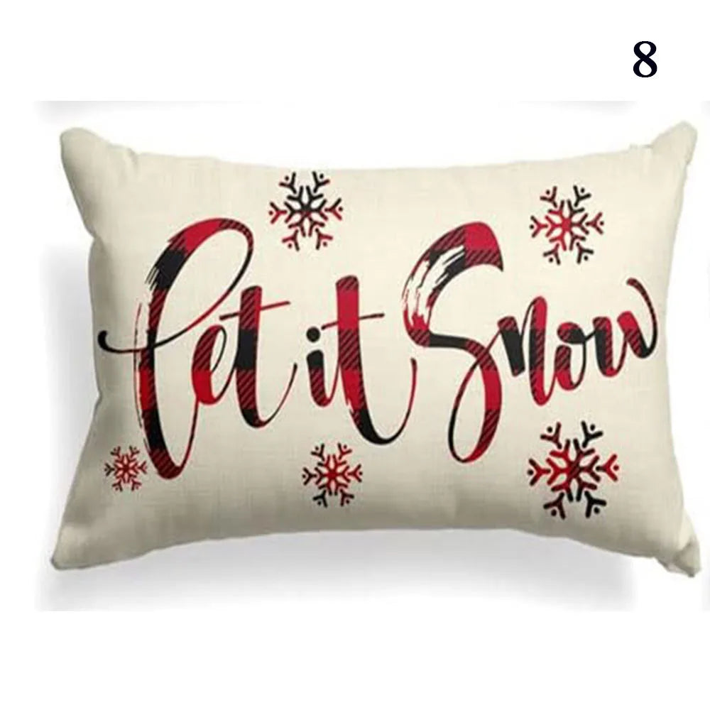 Merry Christmas Decorative Pillow Cover 30x50cm Linen Throw Pillowcase Christmas Cushion Cover Pillowslip For Sofa Home Decor