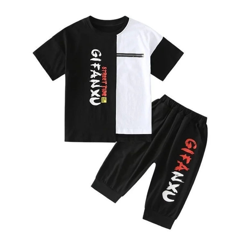 Jungen-Trainingsanzug 2025: Letter-Print Tracksuit - Athletic Performance Set