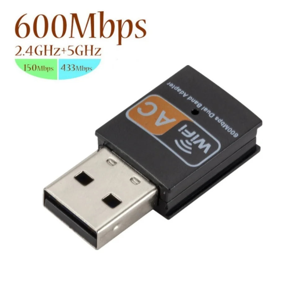 PzzPss Dual Band 600Mbps USB WIFI Adapter 2.4GHz 5GHz WiFi With Antenna PC Mini Computer Network Card Receiver For PC Laptop
