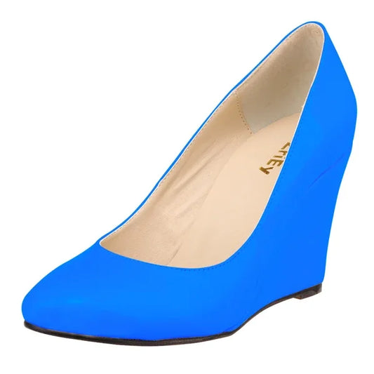 Women Wedges High Heels Pumps Shoes Elegant Spring Casual White Nude Platform Heeled Office Party Wedding Shoes Large Size 42