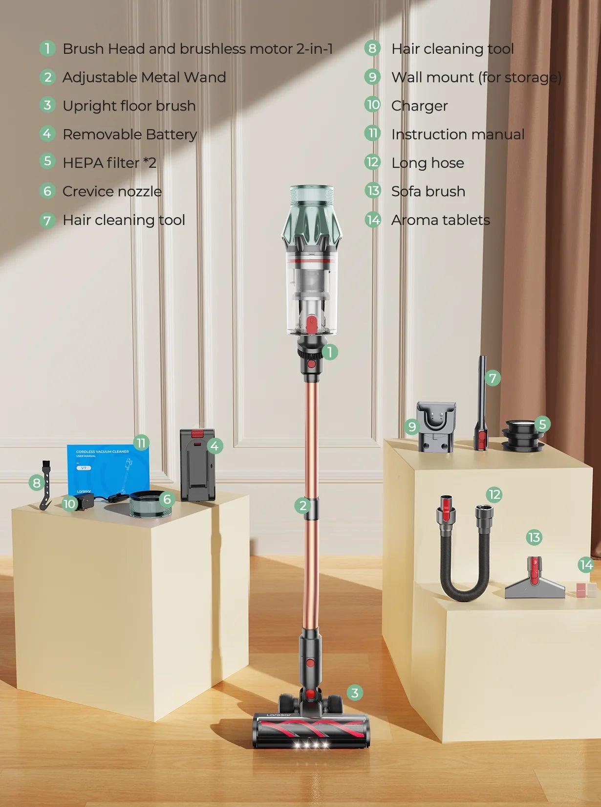 Laresar V7 PRO Kabelloser - 0,6-1 L 600 W Unter 3 kg