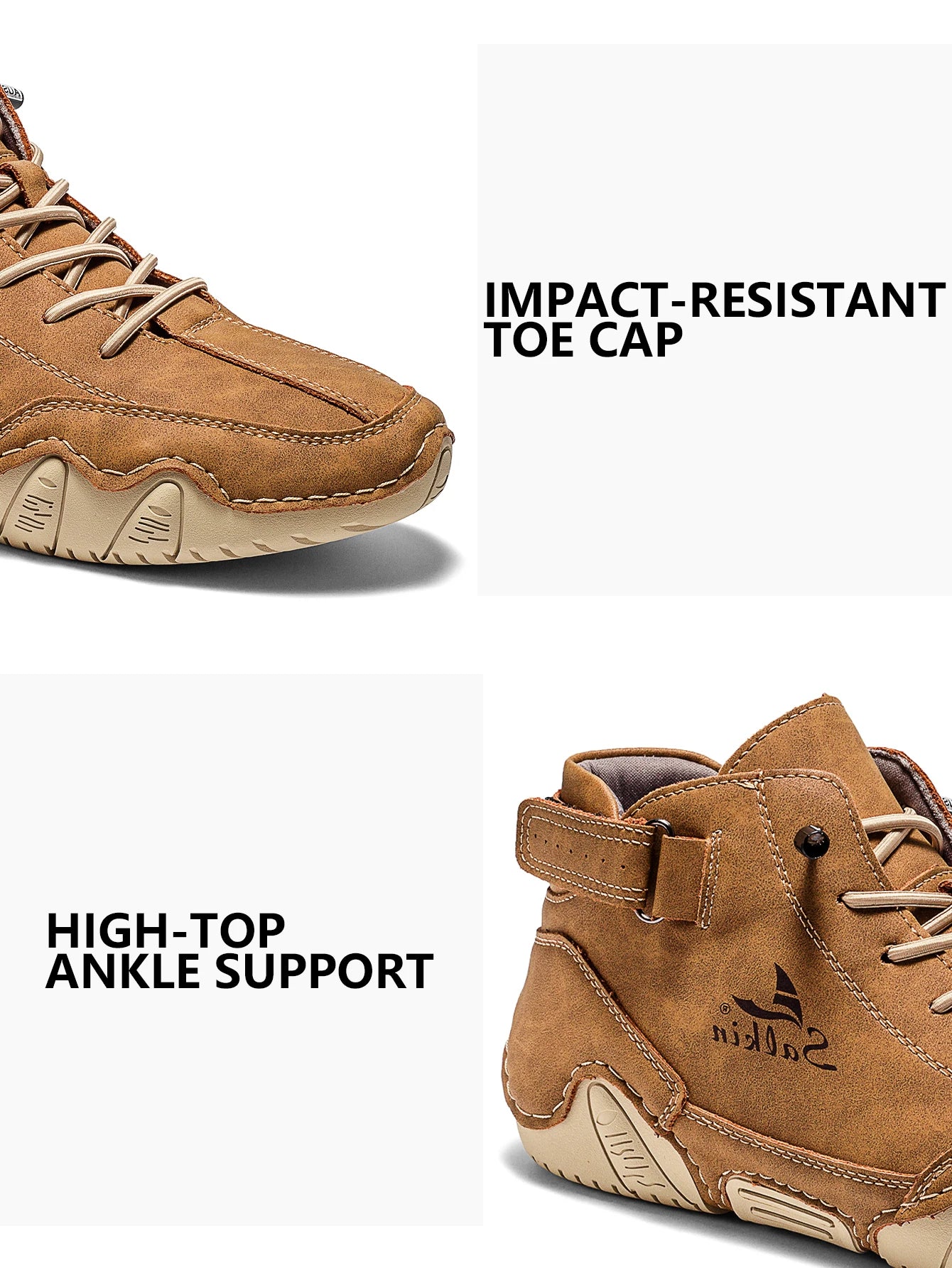 AbfuberCN Stiefeletten Handgefertigte Outdoor Lederschuhe - Größe EU, Obermaterial Leder, Schnürverschluss