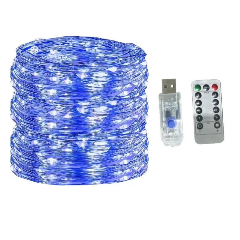 OKAL RED EAST Wasserdichte LED Kupferdraht - Länge 5-30 m, USB, 8 Modi