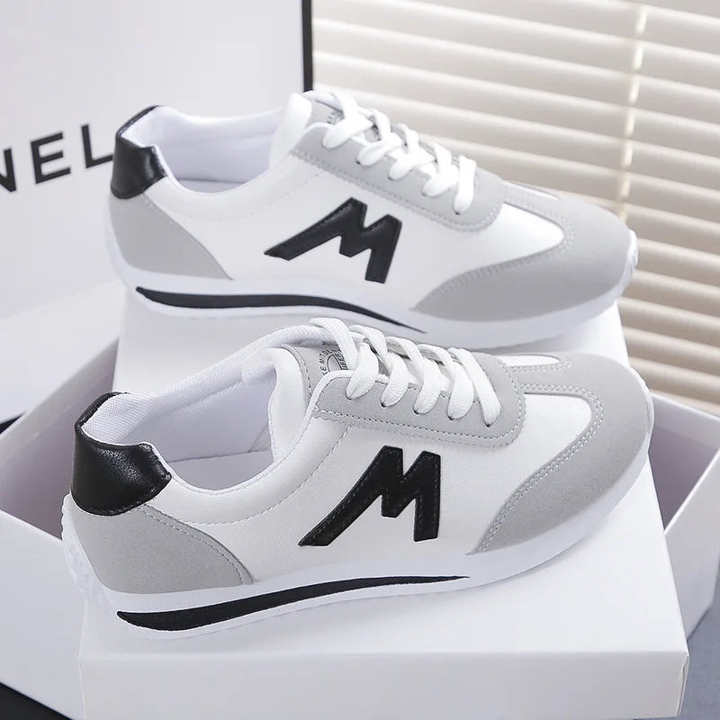 Zapatos Mujer  2024 Women's Round Head Sports Shoes Breathable Cross Lace-up Casual Sports Small White Shoes Tennis Sneakers
