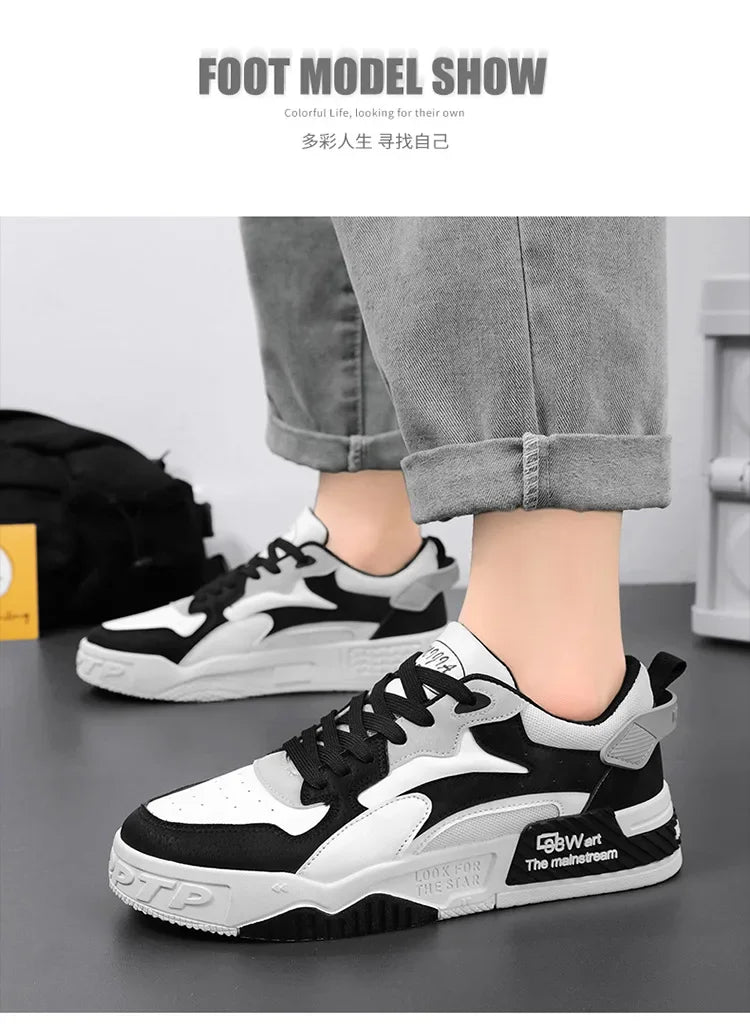 Men's Sneakers Men's Comfortable Platform Shoes 2024 Trend Lace-up Vulcanized Shoes White Casual Sneakers Zapatillas