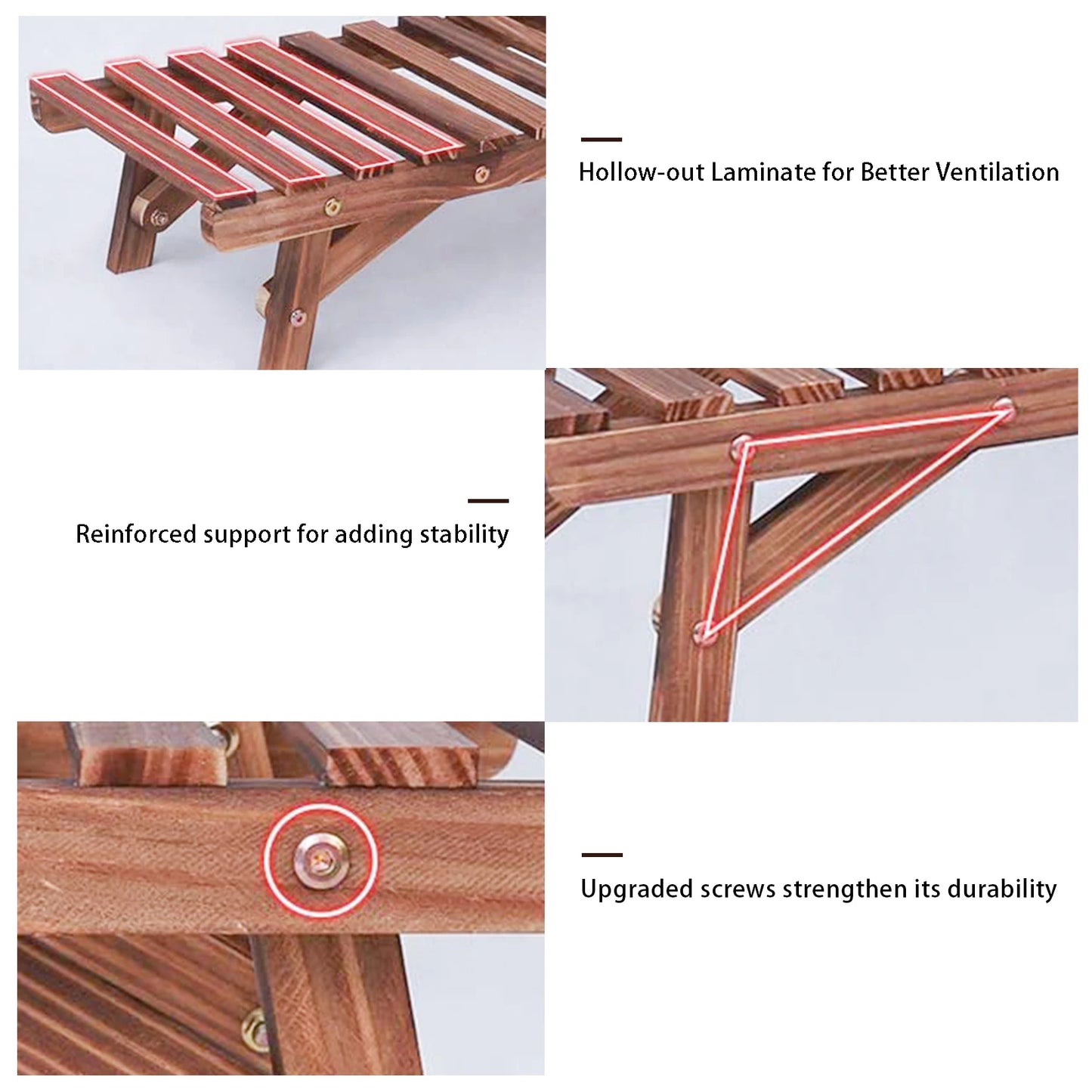 NONE Pflanzenständer Holz 3-Stufig 70x25x12,5 cm Belastbarkeit 15 kg