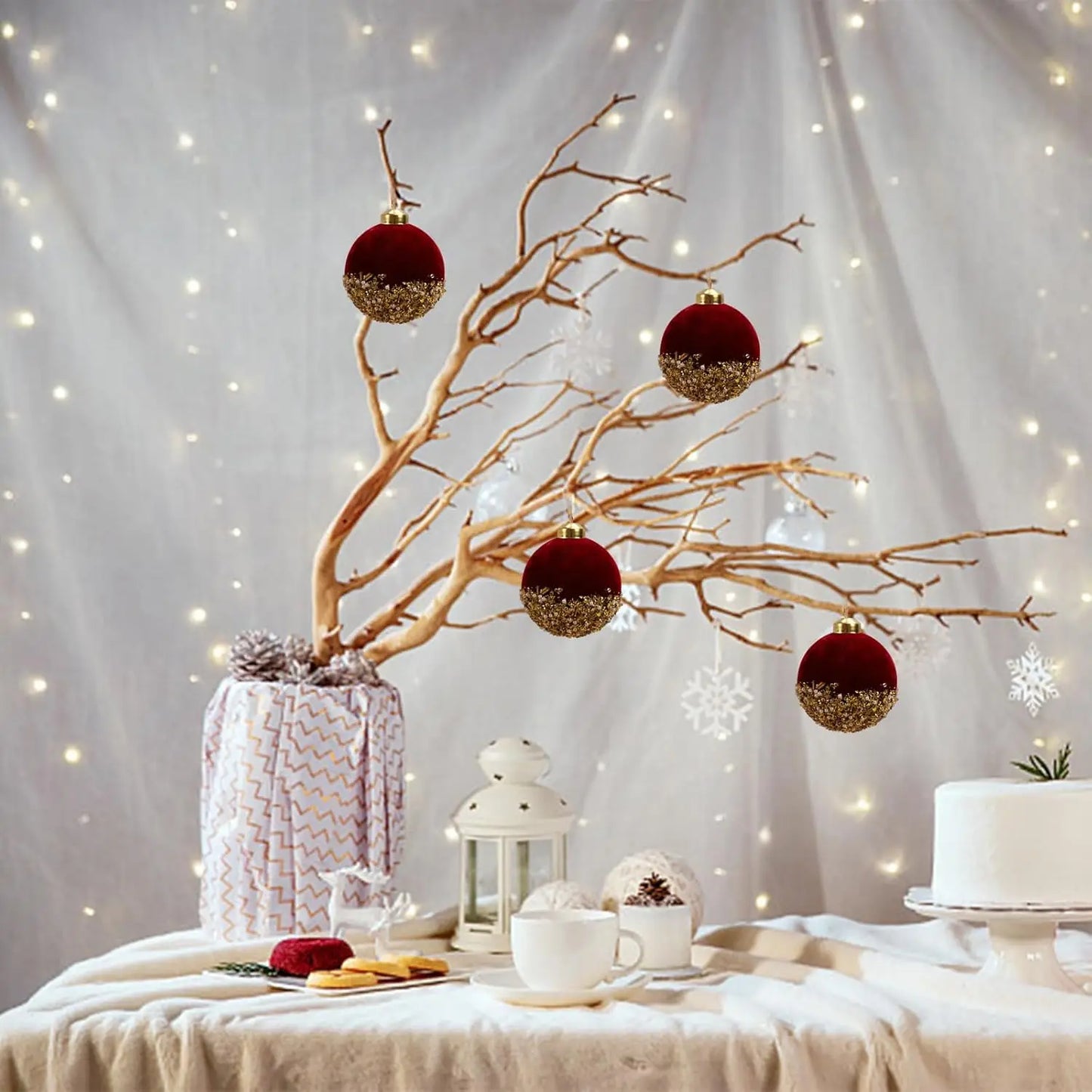 Choice RL1401 Rote Glitzerkugeln - Größe 3 Zoll, Samt, 1 Stück