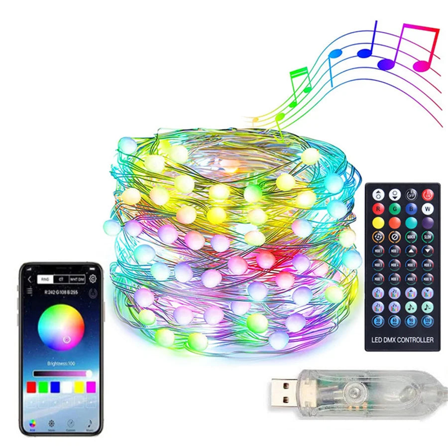 TIRVOSE Smart App Steuerung LED Lichter - Länge 20 m, RGB, USB