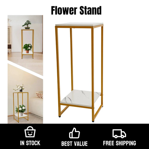 NONE Blumenständer Zweistufig Metall-Holz 30x30x75 cm