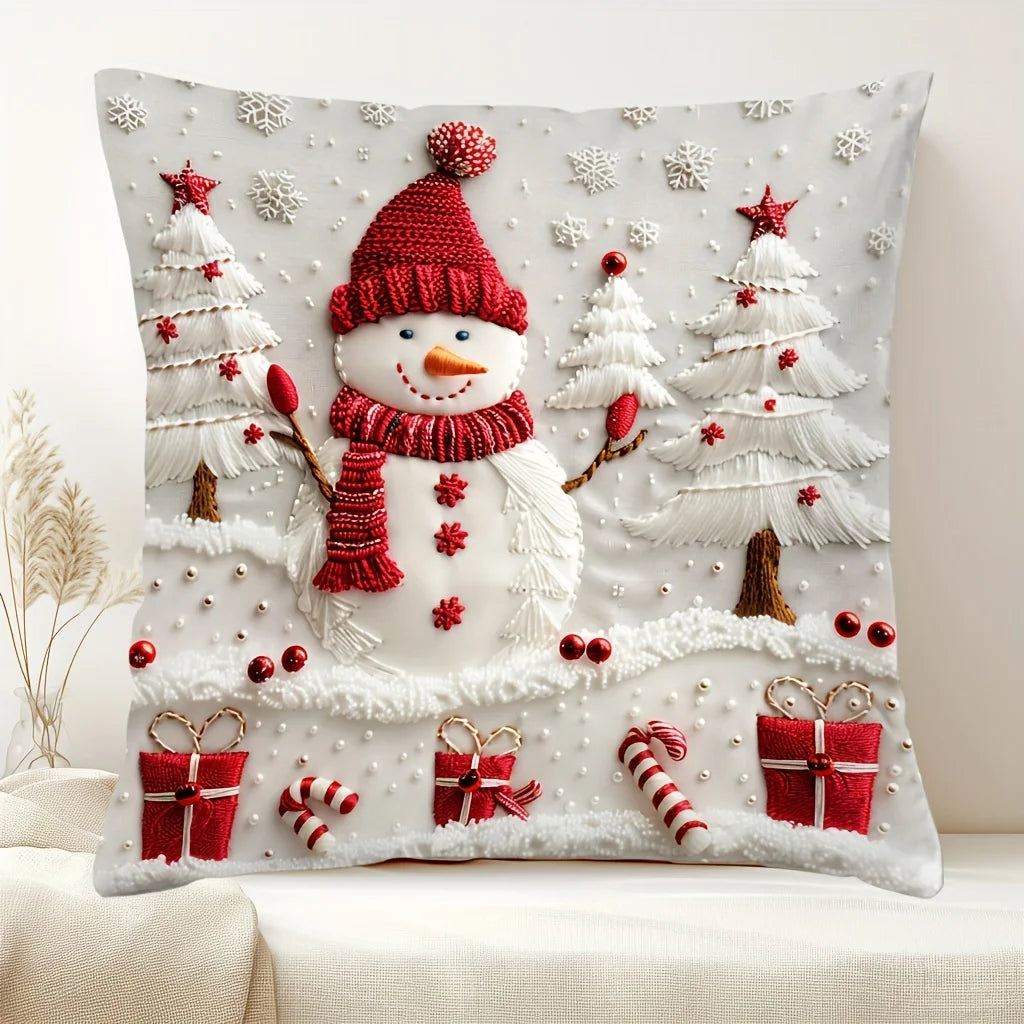 Christmas Snowman Polyester Pillow Cover Christmas Decoration Home Decoration 2026 New Year Decoration