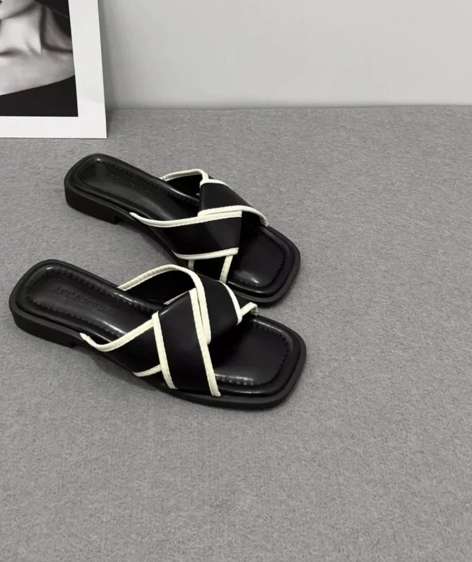 House Slides Home Low Heel Sandals Shoes for Women Black on Beach Open Toe Indoor Outside Word Flat Woman Slippers Vip W F Offer
