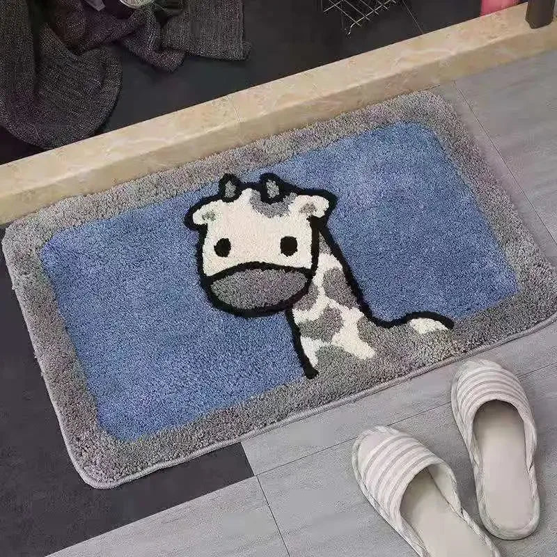 Bath Mats Cartoon Non-slip Absorbent Bathtub Embossed Kawaii Rug Shower Room Chenille Anti-slip Floor Mat Doormat Thickening New