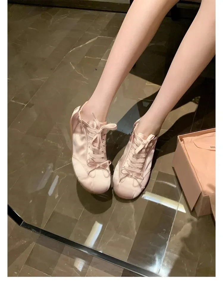 Comemore 2025 Neu Sommer Damen Ballet Stil Süß Mädchen Sport Board Schuhe Mode Satin Schleife Freizeit Flats Damen Komfortabel
