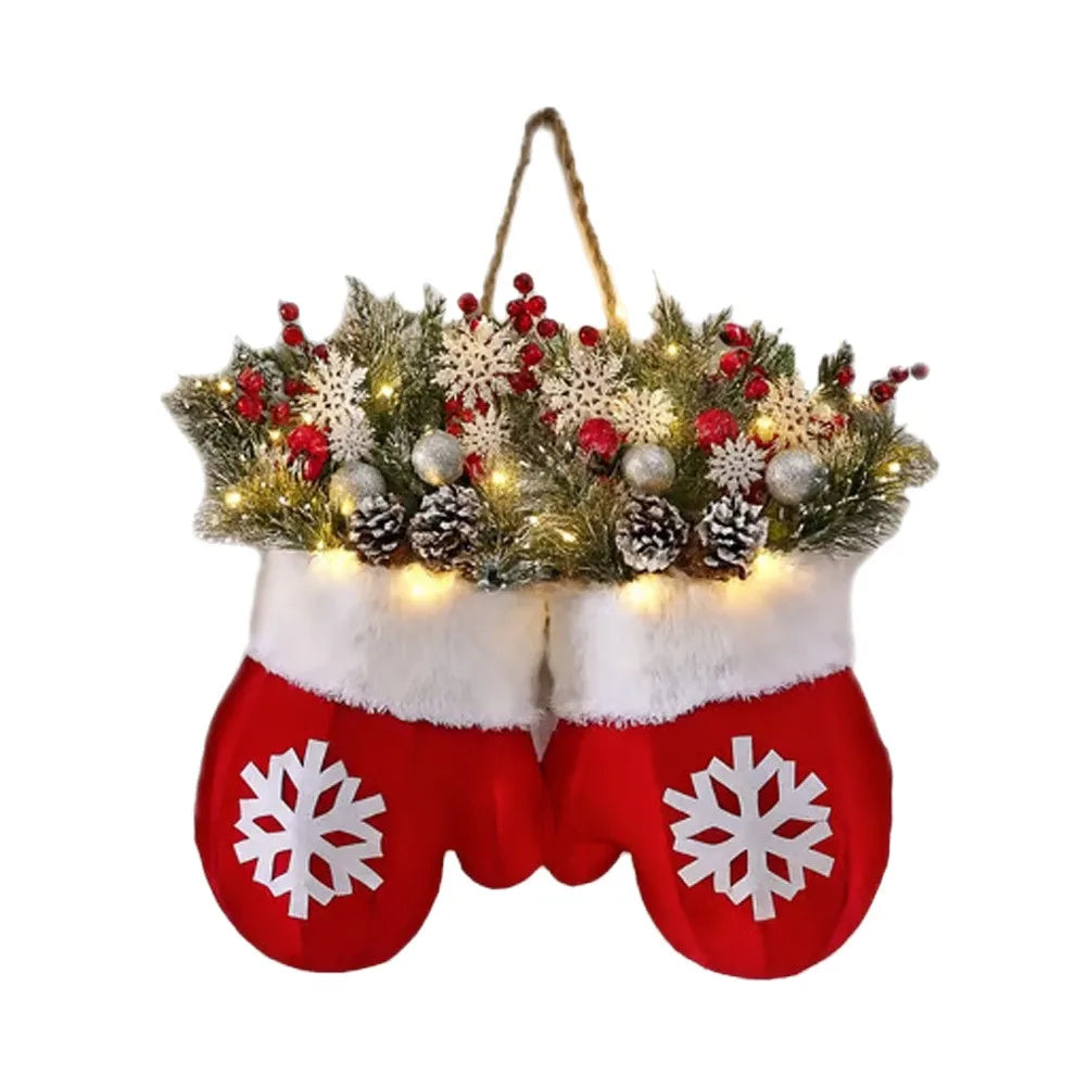 Weihnachten Fäustling Girlande Kreative Handschuh Geformt Simulierte Blume Kranz Fenster Tür Tor Dekoration Tür Zeichen Weihnachten Party Decor