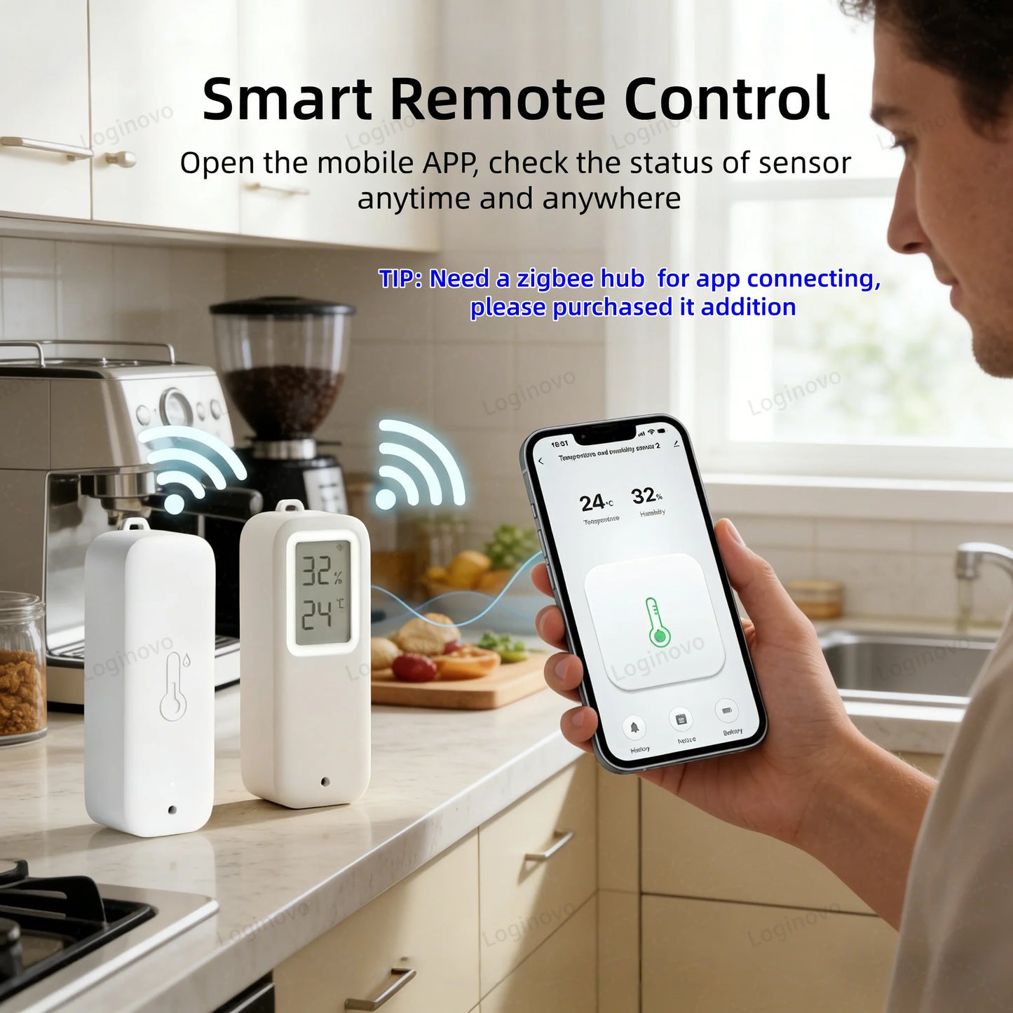 Forubest Zigbee Temperatur-Feuchtigkeitsensor IP65 - LCD LR03