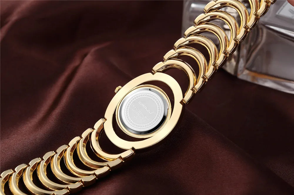 Damen-Uhr 2025: CRRJU Gold Watch Women Luxury Brand bracelet Ladies Quartz-Watch - Gifts For Girl Full Stainless Steel Rhinestone wristwatches whatch Collection