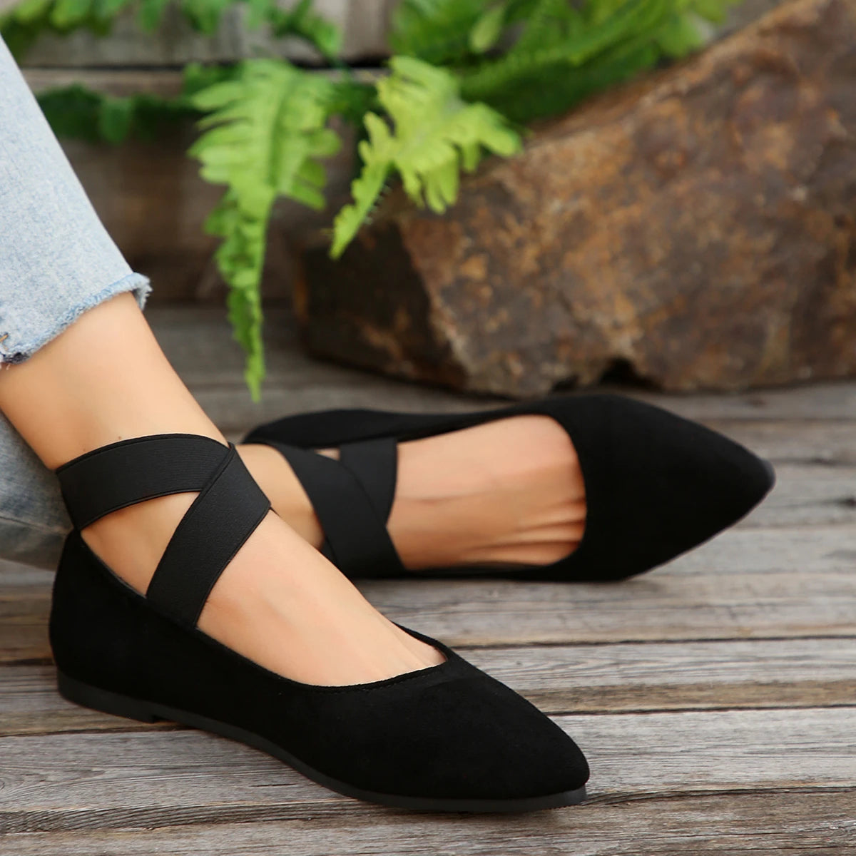 RZSMTYA Damen Atmungsaktiv Loafer - Gummisohle Spitze