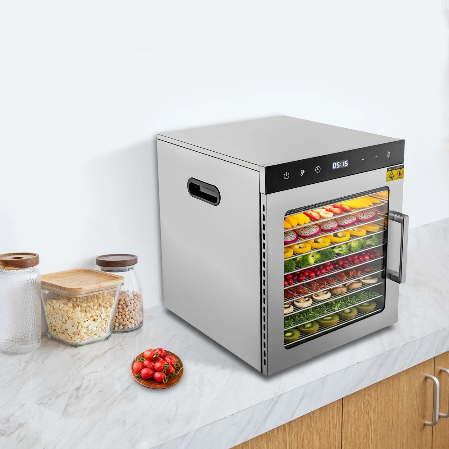 DörrPro SS-10H Dehydriergerät - 10 Einsätze 800W Kompakt Maße by Golden Bridge Store