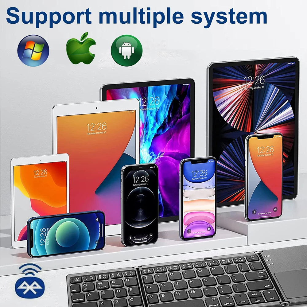 Bluetooth-Tastatur 2025: Portable Mini Three Folding Wireless Foldable Touchpad iOS Android Collection