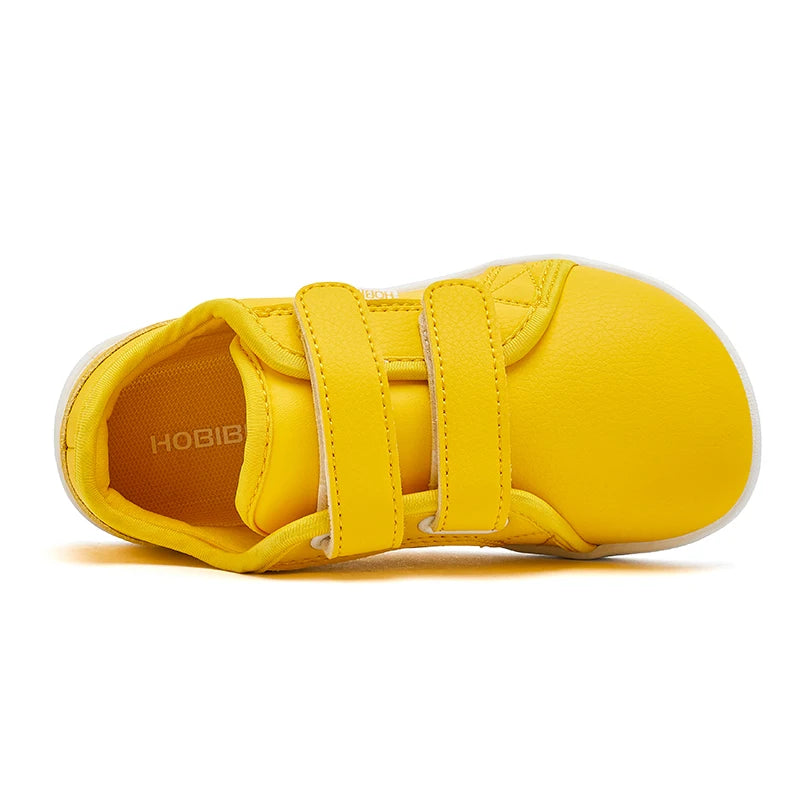 HOBIBEAR Kinder Barfuß Schuhe 2025 - Klein/Groß/Kind Weite Zehen Minimalistische Sneaker - Leichtgewicht Klettverschluss Kunstleder Schuhe