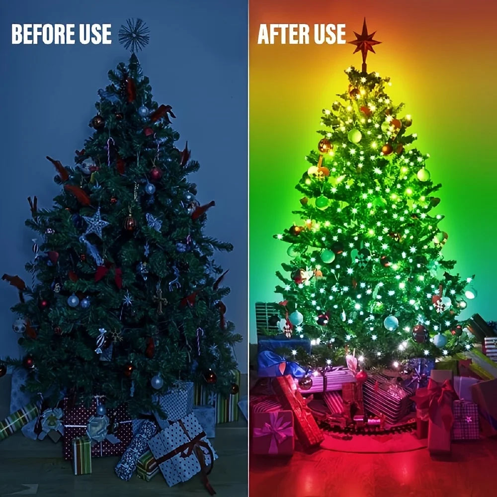 RXSFY WS2812B RGBIC Lichtkette - App-Steuerung, 5V USB, Wasserdicht