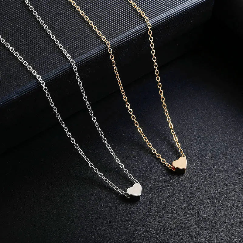 HARKOCN MsSimple Herzanhänger - Zink Gold Silber 45cm