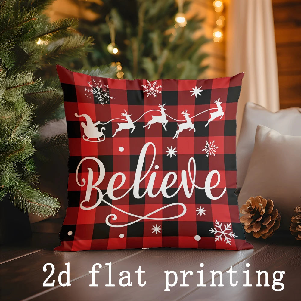 Home Decor Christmas-themed Pillow Covers with Festive Designs Pattern Cushion Cover Suitable for Sofa Bedroom Car Pillow Cover