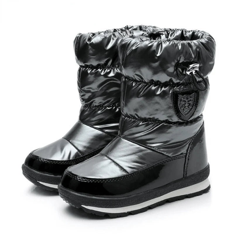 Kinder-Schneestiefel, 2025, Herbst-Winter-Wolle, warm halten, Kinderstiefel, Marke, modisch, wasserdicht, rutschfest, Baumwollschuhe für Mädchen und Jungen