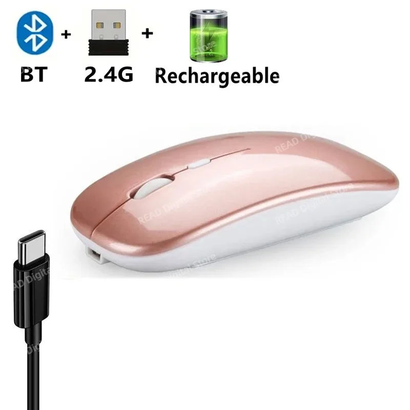Wireless Maus Slim Bluetooth-kompatibel 2.4G Computer-Mäuse Portable Rechargeable/Battery Cordless Maus für iPad Laptop Desktop