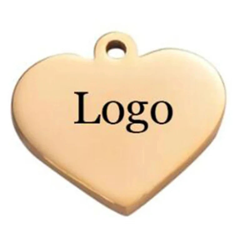 Customized Charms Stainless Steel Heart Tag Engrave Logo Letter DIY Bracelet Necklace Pendant for Jewelry Making