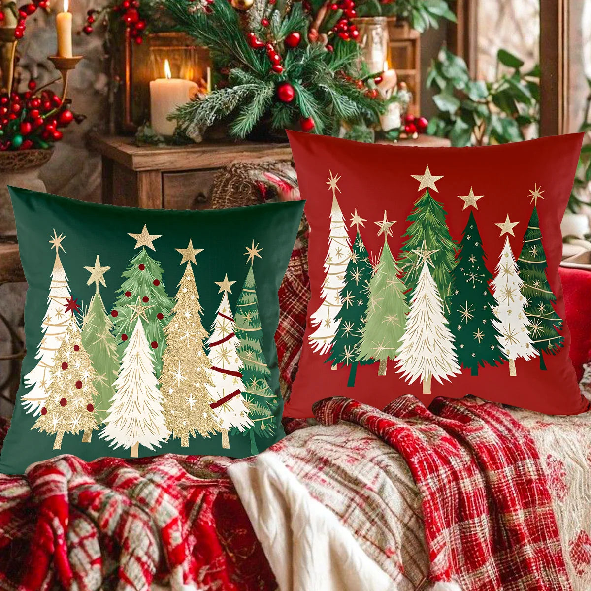 Christmas Pillow Cover Merry Christmas Party Decoration 2025 Xmas Christmas Tree Pillow Cover Navidad Natal New Year Gift 2026