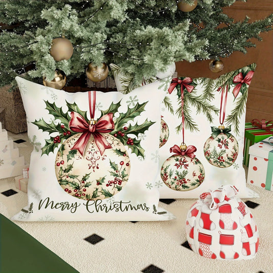 4-piece Christmas pillowcase set - a rustic holiday decoration suitable for sofas, bedrooms, and living rooms.