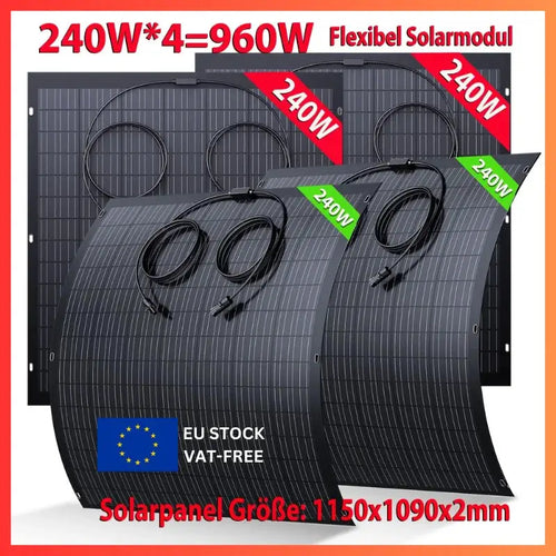 Solarpanel-Set Flexibel 960 W Monokristalline Panels Balkon Wohnmobil