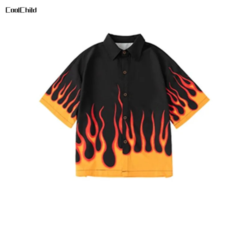 Jungen-Streetwear-Set 2025: Hip-Hop Flame-Design - Urban Dance Collection